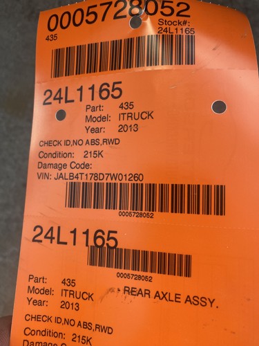 2013 ISUZU NRP TRUCK RWD REAR DIFFERENTIAL AXLE 215K MILES 5.125 RATIO NO ABS thumbnail 11