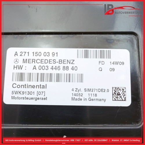 MERCEDES BENZ C-CLASS ESTATE S204 C250 CGI ECU Engine Kit 2711500391 thumbnail 4